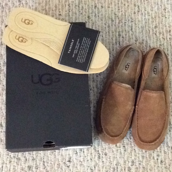 🆕 UGG men’s chestnut tan brown loafers moccasins - Picture 2 of 8
